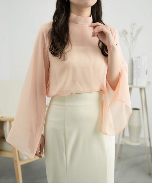 Ambre Ciel(アンブルシエル)の「袖スリットシアーハイネックブラウス/【WEB/EC限定商品】(シャツ/ブラウス・レディース・ブラック/ピンク/オフホワイト/ライトグリーン・FREE)」の12枚目の写真