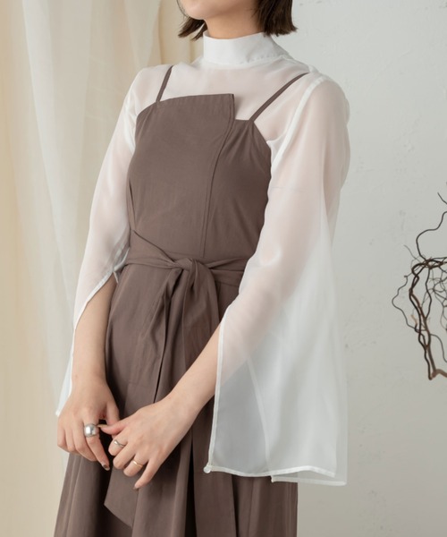 Ambre Ciel(アンブルシエル)の「袖スリットシアーハイネックブラウス/【WEB/EC限定商品】(シャツ/ブラウス・レディース・ブラック/ピンク/オフホワイト/ライトグリーン・FREE)」の5枚目の写真