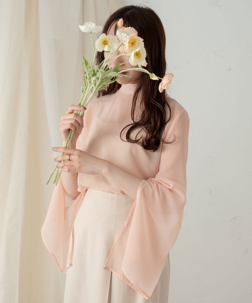 Ambre Ciel(アンブルシエル)の「袖スリットシアーハイネックブラウス/【WEB/EC限定商品】(シャツ/ブラウス・レディース・ブラック/ピンク/オフホワイト/ライトグリーン・FREE)」の8枚目の写真