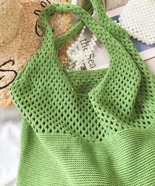 DIAVEL（ディアベル）の「透かし編みワンショルダーバッグ（ショルダーバッグ・レディース・ブラック/ベージュ/ブラウン/グリーン/パープル系1/ダークブラウン/サックスブルー/イエロー・F）」の10枚目の写真