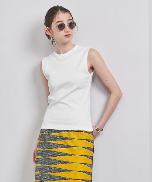 UNITED ARROWS(ユナイテッドアローズ)の「コットンフライス ノースリーブ カットソー(Tシャツ/カットソー・レディース・ホワイト/ライトグレー/ブラック・FREE)」の1枚目の写真