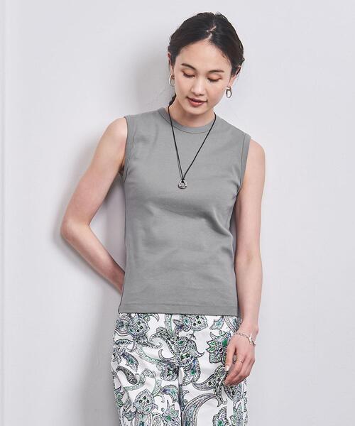 UNITED ARROWS(ユナイテッドアローズ)の「コットンフライス ノースリーブ カットソー(Tシャツ/カットソー・レディース・ホワイト/ライトグレー/ブラック・FREE)」の3枚目の写真