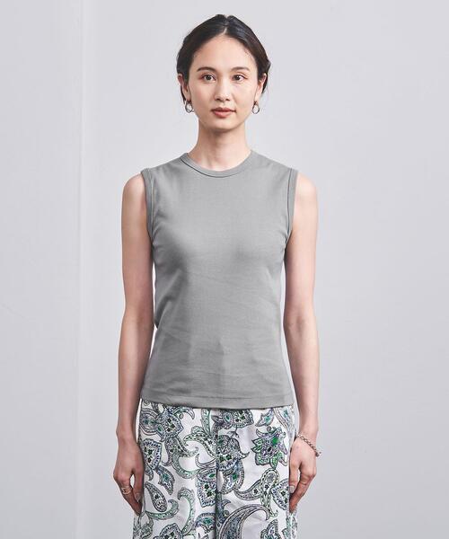 UNITED ARROWS(ユナイテッドアローズ)の「コットンフライス ノースリーブ カットソー(Tシャツ/カットソー・レディース・ホワイト/ライトグレー/ブラック・FREE)」の4枚目の写真