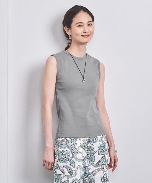 UNITED ARROWS(ユナイテッドアローズ)の「コットンフライス ノースリーブ カットソー(Tシャツ/カットソー・レディース・ホワイト/ライトグレー/ブラック・FREE)」の7枚目の写真