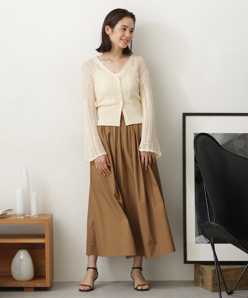 NANO universe（ナノユニバース）の「LB.03/メッシュ透かし編みカーディガン（カーディガン/ボレロ・レディース・ブラック/ブラウン/オフホワイト・S/M）」の13枚目の写真