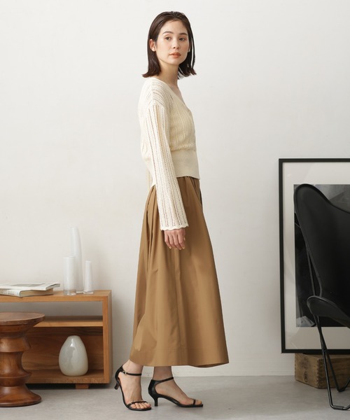 NANO universe（ナノユニバース）の「LB.03/メッシュ透かし編みカーディガン（カーディガン/ボレロ・レディース・ブラック/ブラウン/オフホワイト・S/M）」の14枚目の写真