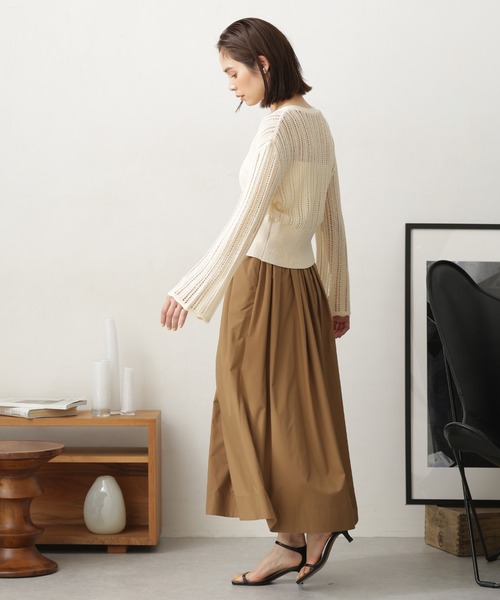 NANO universe（ナノユニバース）の「LB.03/メッシュ透かし編みカーディガン（カーディガン/ボレロ・レディース・ブラック/ブラウン/オフホワイト・S/M）」の15枚目の写真