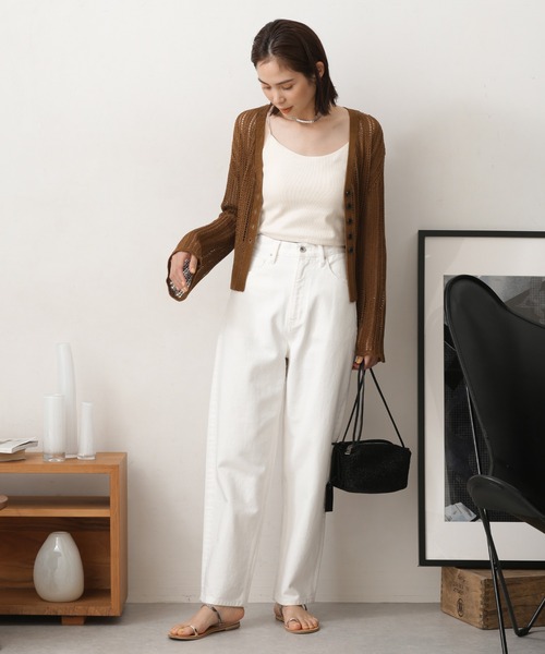 NANO universe（ナノユニバース）の「LB.03/メッシュ透かし編みカーディガン（カーディガン/ボレロ・レディース・ブラック/ブラウン/オフホワイト・S/M）」の20枚目の写真