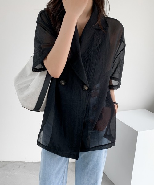 DIAVEL(ディアベル)の「シアー半袖ジャケット(テーラードジャケット DIAVEL(ディアベル)の「シアー半袖ジャケット(テーラードジャケット