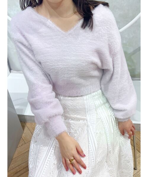 MERCURYDUO(マーキュリーデュオ)の「2WAYミニシャギーコンパクトニット(ニット/セーター・レディース・アイボリー/オレンジ/ライトブルー/ライトピンク/ベビーピンク・FREE)」の4枚目の写真