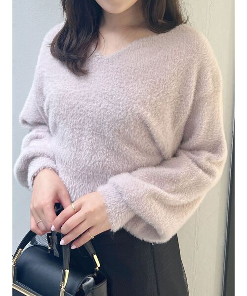 MERCURYDUO(マーキュリーデュオ)の「2WAYミニシャギーコンパクトニット(ニット/セーター・レディース・アイボリー/オレンジ/ライトブルー/ライトピンク/ベビーピンク・FREE)」の6枚目の写真