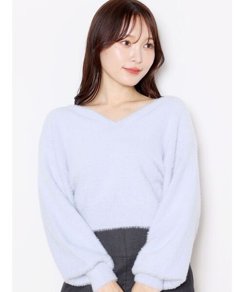 MERCURYDUO(マーキュリーデュオ)の「2WAYミニシャギーコンパクトニット(ニット/セーター・レディース・アイボリー/オレンジ/ライトブルー/ライトピンク/ベビーピンク・FREE)」の14枚目の写真