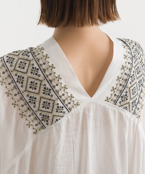 terrace（テラス）の「刺繍モモンガシャツワンピ（ワンピース・レディース・オレンジ/マスタード/チャコール/オフホワイト・MEDIUM）」の19枚目の写真