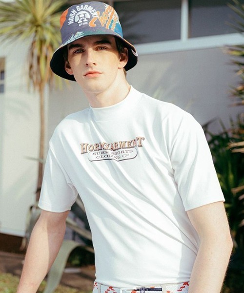 HORN GARMENT（ホーンガーメント）の「HORN GARMENT/ホーンガーメント Republis Mock Neck Tee モック半袖Tシャツ（Tシャツ/カットソー・メンズ・ターコイズブルー/ブラウン/ホワイト・48/50/46）」の13枚目の写真