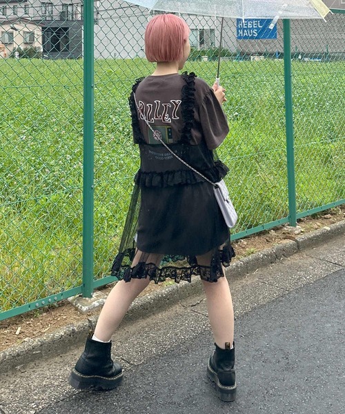 Alley by w closet（アリーバイダブルクローゼット）の「【SETアイテム/Alley】フレアスリーブプリントチュニック&フリルチュールワンピース（チュニック・レディース・ピンク/スミクロ/オフホワイト・FREE）」の17枚目の写真