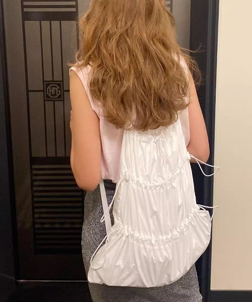 ギャザーリボンナイロンナップザック（バックパック/リュック