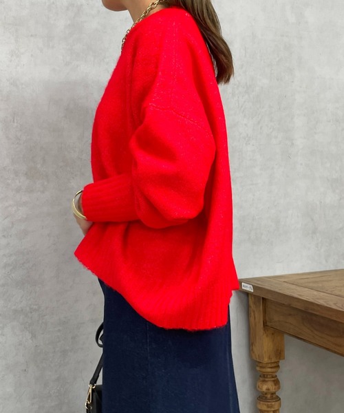 un dix cors（アンディコール）の「ヤクライククルーネックニット（ニット/セーター・レディース・ブラック/アイボリー/レッド/イエロー・FREE）」の13枚目の写真