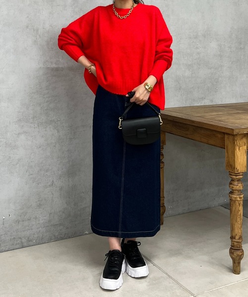 un dix cors（アンディコール）の「ヤクライククルーネックニット（ニット/セーター・レディース・ブラック/アイボリー/レッド/イエロー・FREE）」の21枚目の写真