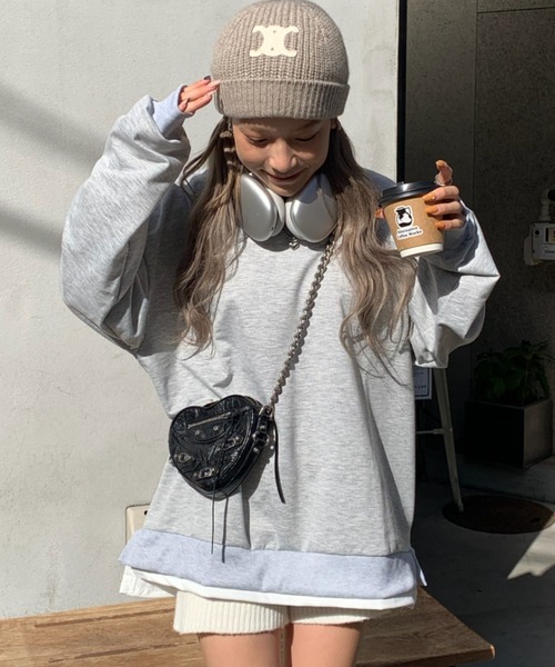 Ada.（エイダ）の「裏毛フェイクレイヤードプルオーバー（スウェット・レディース・グレー/ブルー系その他/ブラック・FREE）」の13枚目の写真