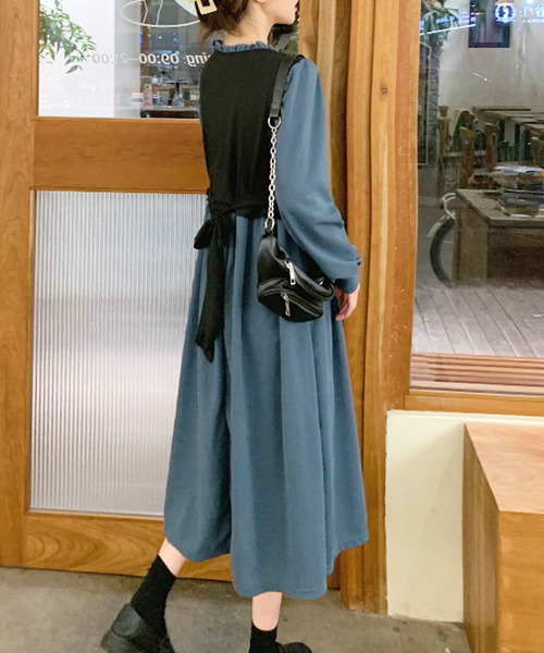 Amulet(アミュレット)の「レイヤードドッキングワンピース(ワンピース・レディース・ブラウン/ブルー・M/XL/L)」の6枚目の写真