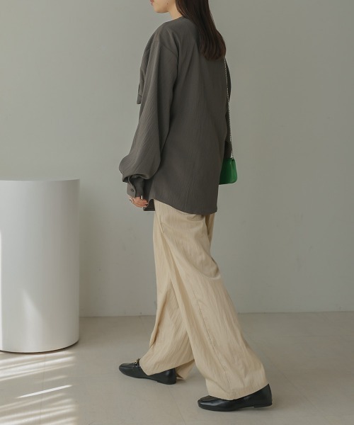 Bab（バブ）の「フロントねじりビスチェ風ブラウス（シャツ/ブラウス・レディース・チャコールグレー/ライトグリーン/アイボリー・M）」の8枚目の写真