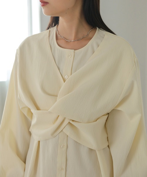 Bab（バブ）の「フロントねじりビスチェ風ブラウス（シャツ/ブラウス・レディース・チャコールグレー/ライトグリーン/アイボリー・M）」の19枚目の写真