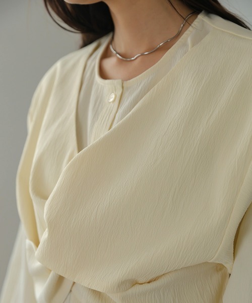 Bab（バブ）の「フロントねじりビスチェ風ブラウス（シャツ/ブラウス・レディース・チャコールグレー/ライトグリーン/アイボリー・M）」の20枚目の写真