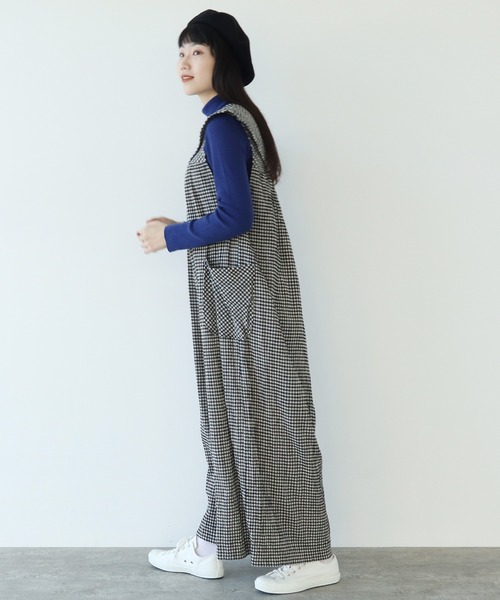 bulle de savon ちぢみgingham つなぎ　オールインワン bulle de savon（ビュルデサボン）の「ちぢみgingham tsunagi（その他