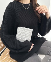 バルーン袖ゆるニット