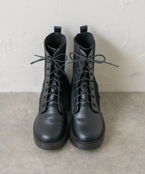 ems excite(エムズエキサイト)の「レースアップニットブーツ(ブーツ・レディース・ブラック/ライトベージュ・MEDIUM/LARGE)」の6枚目の写真