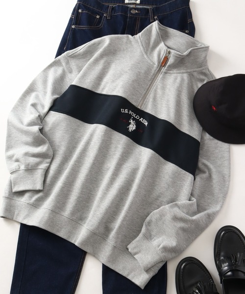U.S. POLO ASSN.(ユーエスポロアッスン)の「【U.S. POLO ASSN./ユーエスポロアッスン】ロゴ刺繍 配色切り替え裏毛ハーフジップトレーナー(スウェット・メンズ・ネイビー/ブラック/アッシュグレー・M/L/LL)」の3枚目の写真