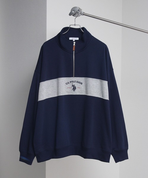 U.S. POLO ASSN.(ユーエスポロアッスン)の「【U.S. POLO ASSN./ユーエスポロアッスン】ロゴ刺繍 配色切り替え裏毛ハーフジップトレーナー(スウェット・メンズ・ネイビー/ブラック/アッシュグレー・M/L/LL)」の5枚目の写真
