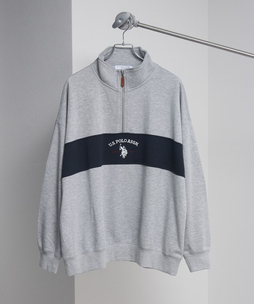 U.S. POLO ASSN.(ユーエスポロアッスン)の「【U.S. POLO ASSN./ユーエスポロアッスン】ロゴ刺繍 配色切り替え裏毛ハーフジップトレーナー(スウェット・メンズ・ネイビー/ブラック/アッシュグレー・M/L/LL)」の4枚目の写真