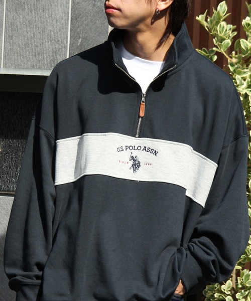 U.S. POLO ASSN.(ユーエスポロアッスン)の「【U.S. POLO ASSN./ユーエスポロアッスン】ロゴ刺繍 配色切り替え裏毛ハーフジップトレーナー(スウェット・メンズ・ネイビー/ブラック/アッシュグレー・M/L/LL)」の18枚目の写真