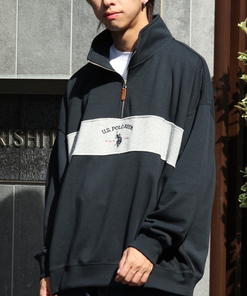 U.S. POLO ASSN.(ユーエスポロアッスン)の「【U.S. POLO ASSN./ユーエスポロアッスン】ロゴ刺繍 配色切り替え裏毛ハーフジップトレーナー(スウェット・メンズ・ネイビー/ブラック/アッシュグレー・M/L/LL)」の22枚目の写真