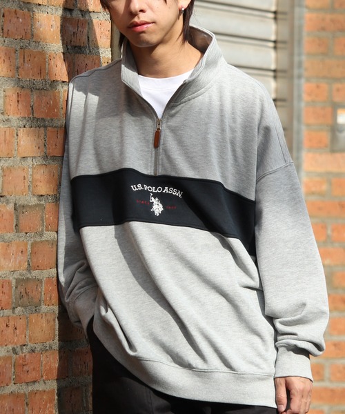 U.S. POLO ASSN.(ユーエスポロアッスン)の「【U.S. POLO ASSN./ユーエスポロアッスン】ロゴ刺繍 配色切り替え裏毛ハーフジップトレーナー(スウェット・メンズ・ネイビー/ブラック/アッシュグレー・M/L/LL)」の14枚目の写真