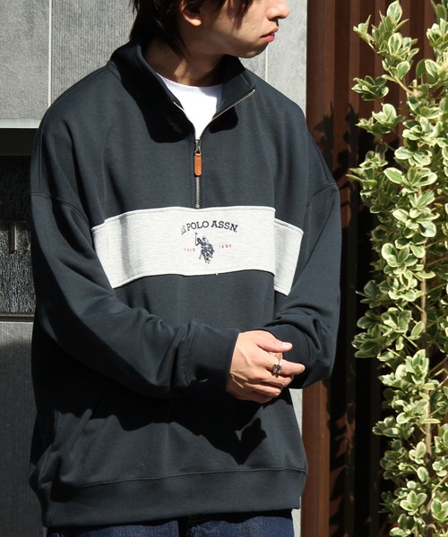 U.S. POLO ASSN.(ユーエスポロアッスン)の「【U.S. POLO ASSN./ユーエスポロアッスン】ロゴ刺繍 配色切り替え裏毛ハーフジップトレーナー(スウェット・メンズ・ネイビー/ブラック/アッシュグレー・M/L/LL)」の10枚目の写真