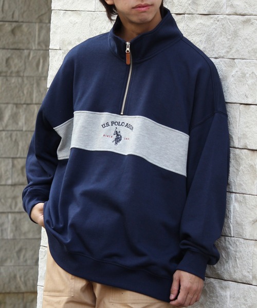 U.S. POLO ASSN.(ユーエスポロアッスン)の「【U.S. POLO ASSN./ユーエスポロアッスン】ロゴ刺繍 配色切り替え裏毛ハーフジップトレーナー(スウェット・メンズ・ネイビー/ブラック/アッシュグレー・M/L/LL)」の11枚目の写真