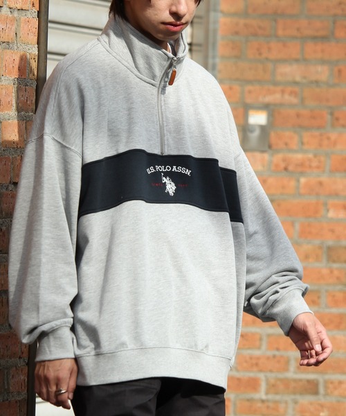 U.S. POLO ASSN.(ユーエスポロアッスン)の「【U.S. POLO ASSN./ユーエスポロアッスン】ロゴ刺繍 配色切り替え裏毛ハーフジップトレーナー(スウェット・メンズ・ネイビー/ブラック/アッシュグレー・M/L/LL)」の12枚目の写真