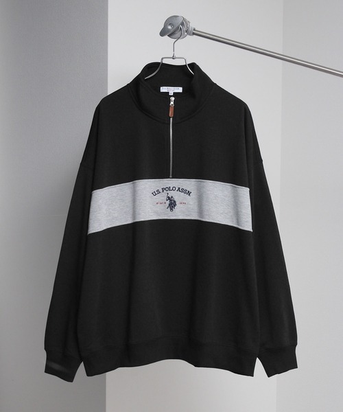U.S. POLO ASSN.(ユーエスポロアッスン)の「【U.S. POLO ASSN./ユーエスポロアッスン】ロゴ刺繍 配色切り替え裏毛ハーフジップトレーナー(スウェット・メンズ・ネイビー/ブラック/アッシュグレー・M/L/LL)」の13枚目の写真
