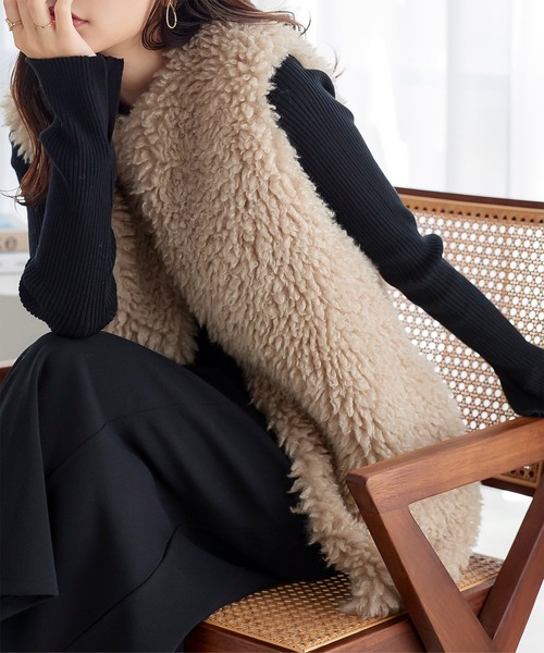 新品未使用タグ付き　YONFA クーコーベスト　（gray brown） SENSE OF PLACE by URBAN RESEARCH ベスト ONE ブラウン レディース