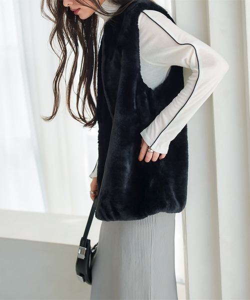 セール】選べる2タイプ フェイクファーロングベスト（ベスト）｜KOBE