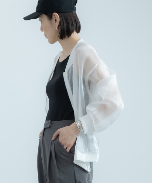 セール】シアーブルゾン / 長袖 ショート丈 シアートップス