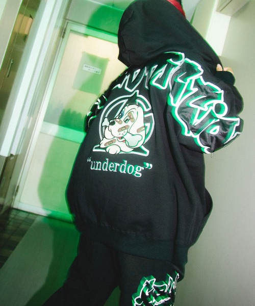 GALFY(ガルフィー)の「GA×GALFY-別注わんわんZIPパーカー(パーカー・メンズ・ブラック・L/XL)」の10枚目の写真