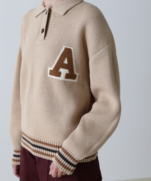 AVIREX(アヴィレックス)の「《WEB&DEPOT限定》KNIT POLO/ニットポロシャツ(ニット/セーター・レディース・ベージュ/チャコールグレー・FREE)」の10枚目の写真