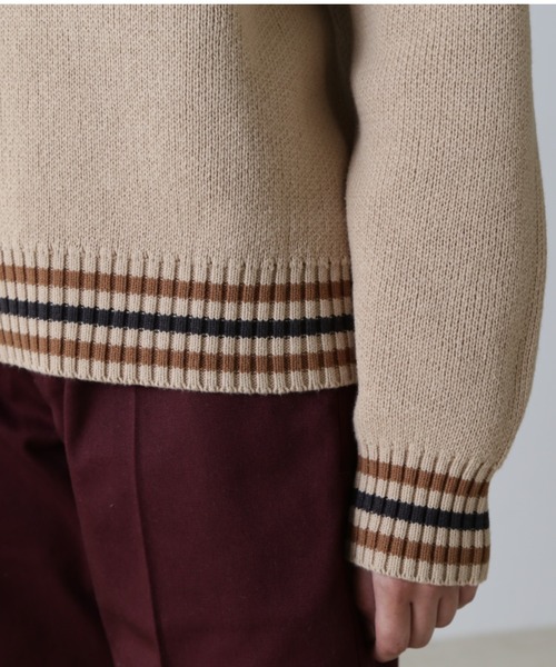 AVIREX(アヴィレックス)の「《WEB&DEPOT限定》KNIT POLO/ニットポロシャツ(ニット/セーター・レディース・ベージュ/チャコールグレー・FREE)」の11枚目の写真