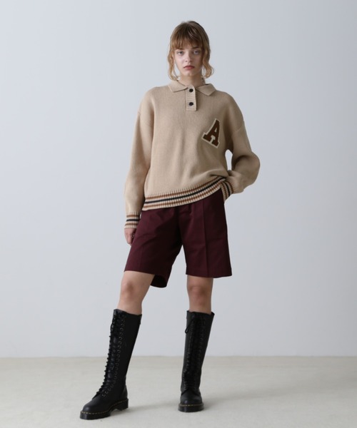 AVIREX(アヴィレックス)の「《WEB&DEPOT限定》KNIT POLO/ニットポロシャツ(ニット/セーター・レディース・ベージュ/チャコールグレー・FREE)」の5枚目の写真