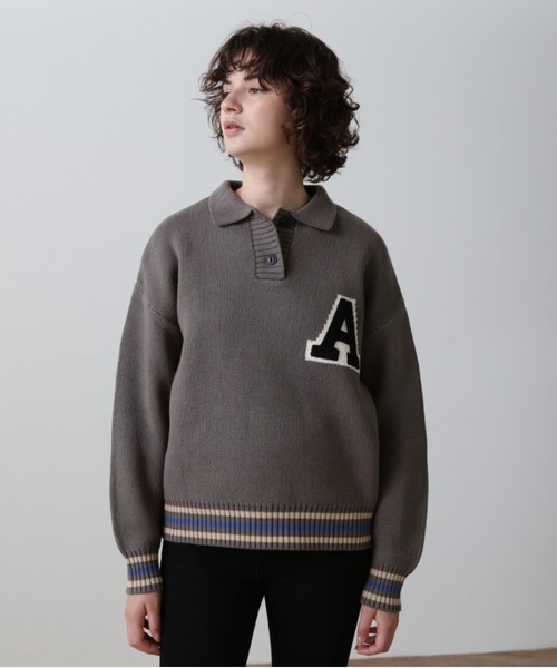 AVIREX(アヴィレックス)の「《WEB&DEPOT限定》KNIT POLO/ニットポロシャツ(ニット/セーター・レディース・ベージュ/チャコールグレー・FREE)」の12枚目の写真