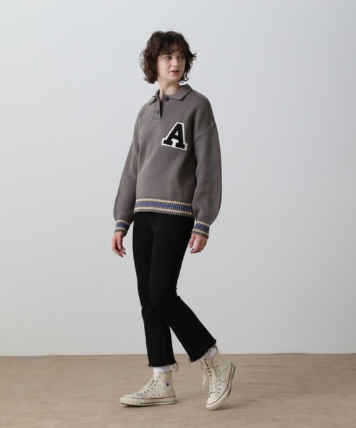 AVIREX(アヴィレックス)の「《WEB&DEPOT限定》KNIT POLO/ニットポロシャツ(ニット/セーター・レディース・ベージュ/チャコールグレー・FREE)」の15枚目の写真