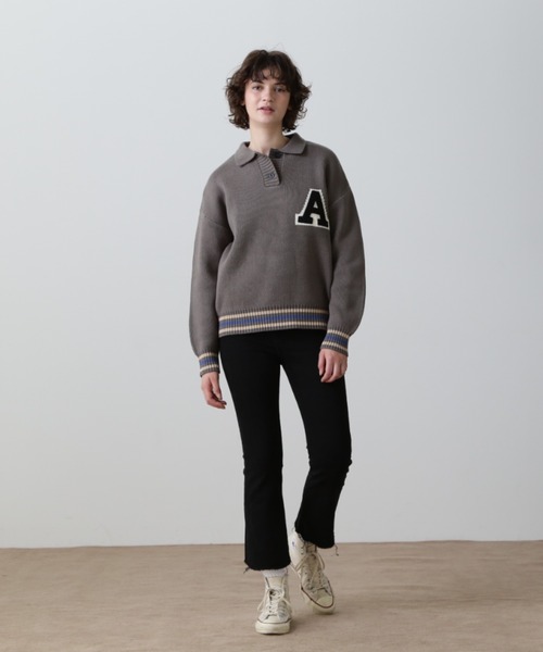 AVIREX(アヴィレックス)の「《WEB&DEPOT限定》KNIT POLO/ニットポロシャツ(ニット/セーター・レディース・ベージュ/チャコールグレー・FREE)」の16枚目の写真